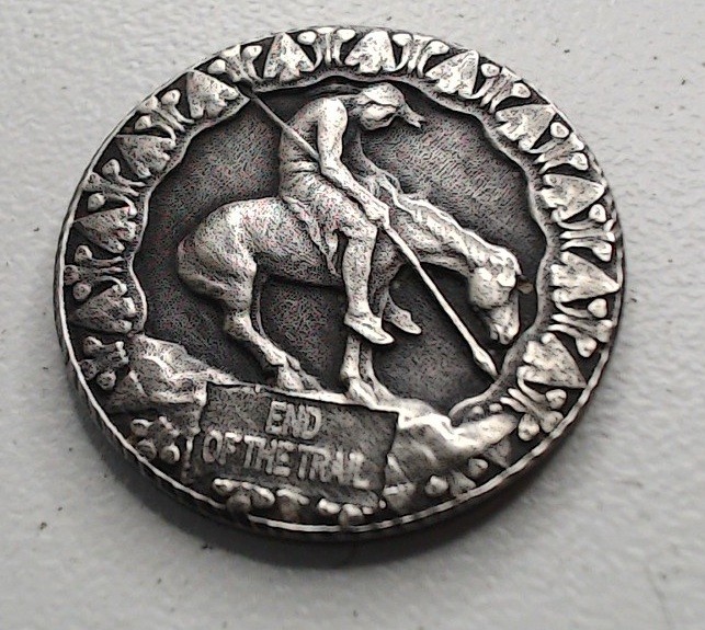 HOBO End Of The Trail Native American Made From A REAL WWII Silver Nickel SIGNED