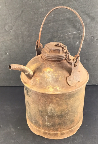 Vintage Railroad Union Pacific Eagle 9.5" Kerosine Oil Can w/ Handle & Chain