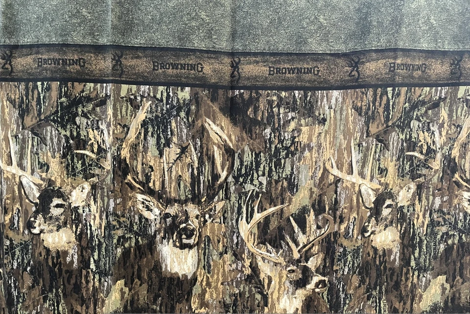 Cortina de ducha de tela de caza de ciervos Browning Buckmark cabaña de algodón decoración rústica Foto 4 de 4