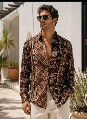 HAUPT Vintage All Over Print Button Down Shirt Men's 42/16 1/2 RARE #R1