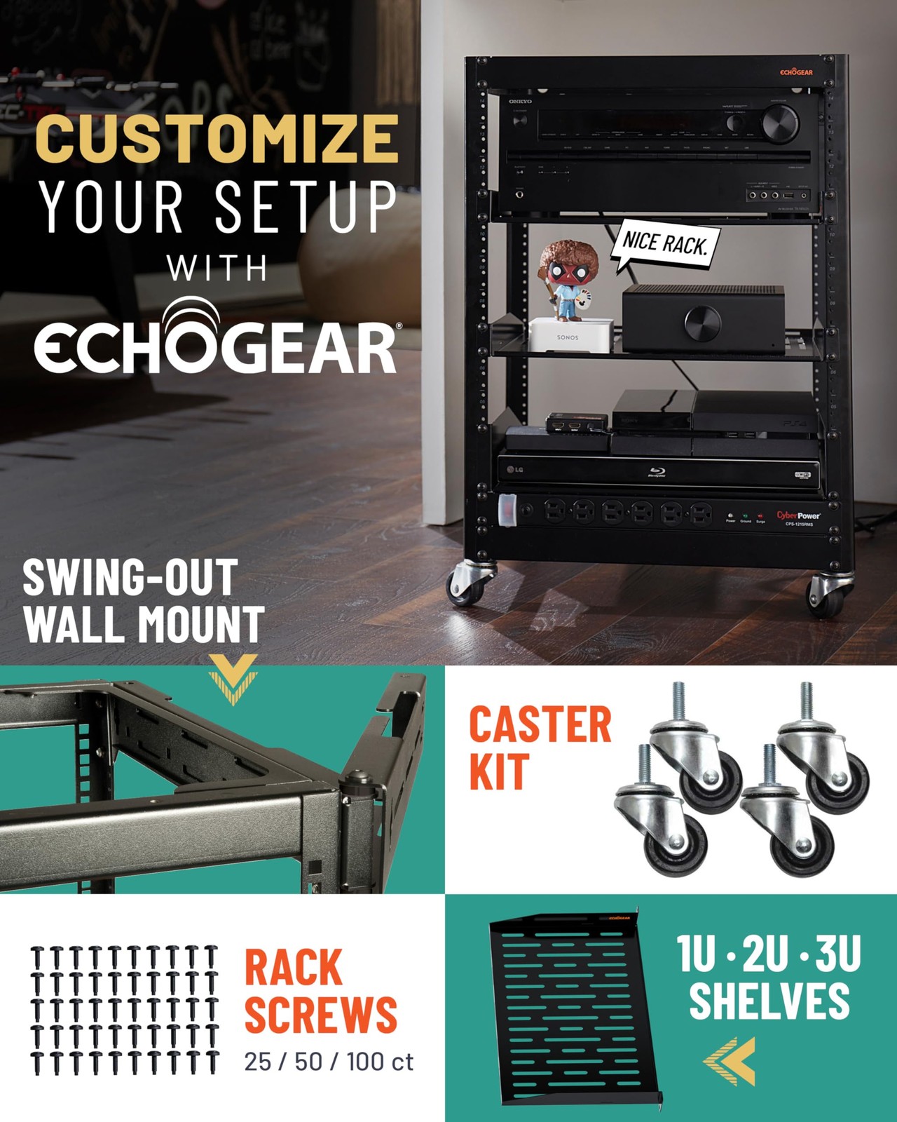 как выглядит 15U Open Frame Rack for Servers AV Gear - Wall Mountable Design Includes 2X... фото