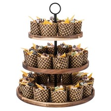 QIELSER 3 Tier Cupcake Stand, Large Wood Tiered Serving Tray Cupcake Tower,