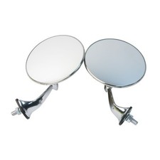Pair Lucas Type Polished Stainless Steel Classic Car Mirrors Wing