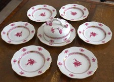 Herend Set di piatti da pane e burro in porcellana per 6 in bouquet cinese lampone