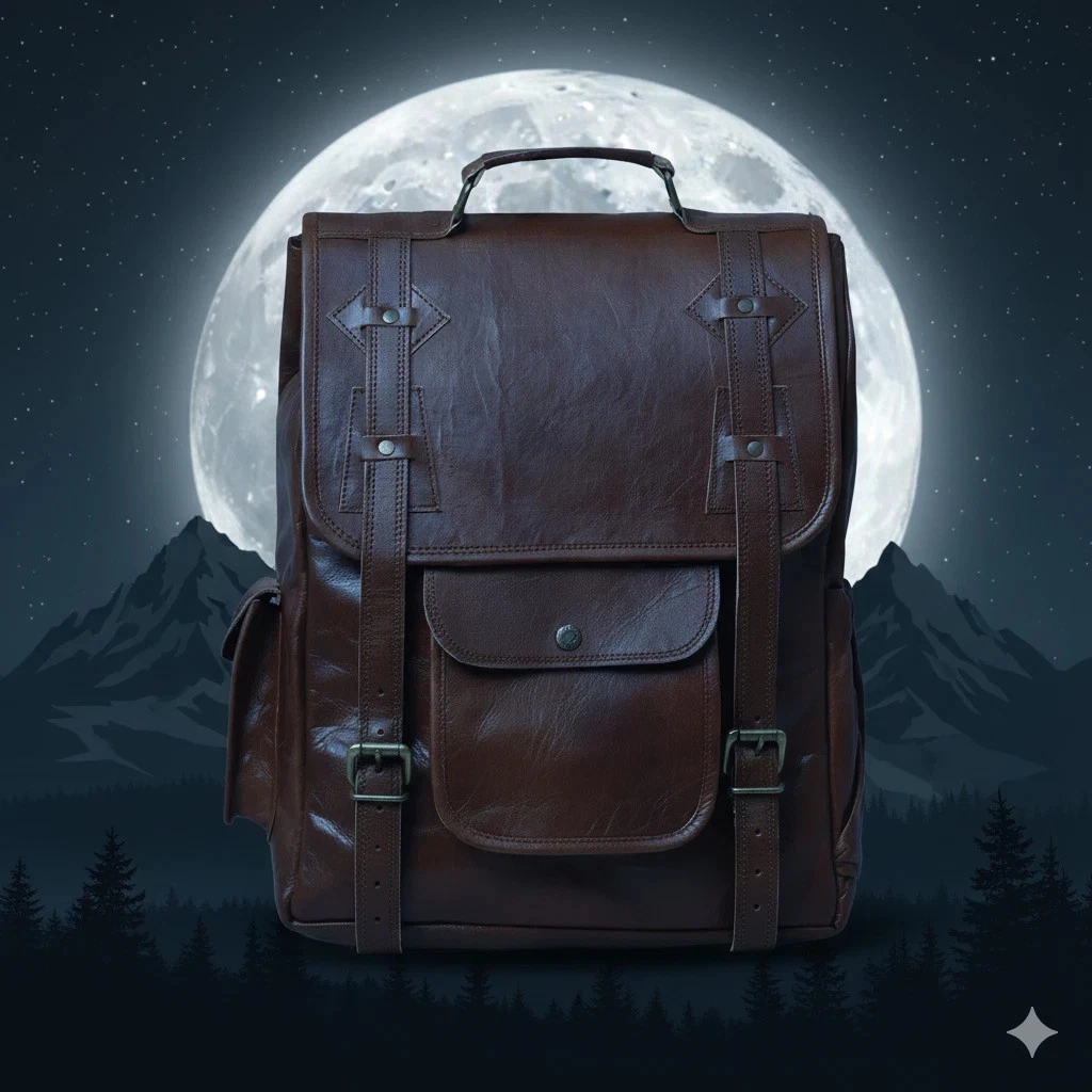 Men's Handmade Vintage Genuine Goat Leather Backpack Travel Bag Unisex