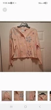 Women's Vintage Michael Simon Lite Lightweight Floral Embroidered Cardigan