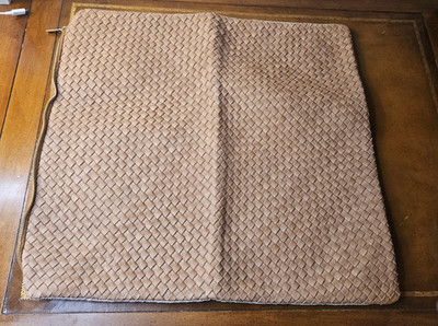 NWOT Quince 1 Cognac DYE LOT INCONSISTENT Leather Basketweave Pillow Cover 20x20