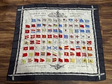 Vintage HERMES Lord y Taylor France Flag Tableau Des Pavilions SILK Scarf Estate