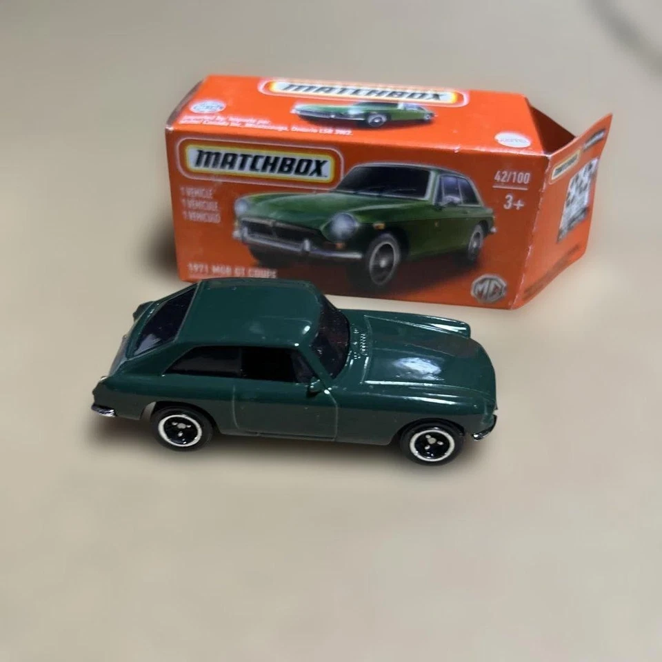 Matchbox 1971 MG B GT Coupe Mini Car Green 1/64 with Original Package Used - image 3 of 4