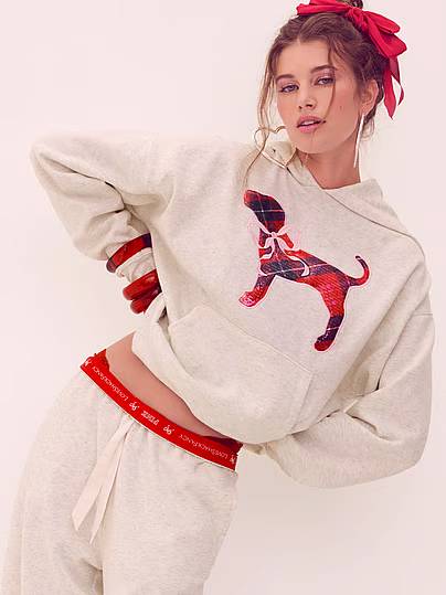 洋楽 LOVESICK - victoria's secret exclusive Victoria's Secret Pink x LoveShackFancy Bling Puppy Campus Hoodie