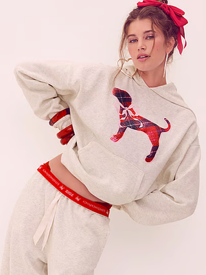 Victoria's Secret Pink x LoveShackFancy Bling Puppy Campus Hoodie