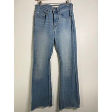 Levi's 726 High Rise Flare Jeans Womens 27 Light Wash Blue Raw Hem A3410-0025