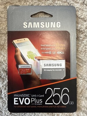 SAMSUNG EVO Plus 256GB MicroSD Micro SDXC C10 Flash Memory Card w/ SD Adapter