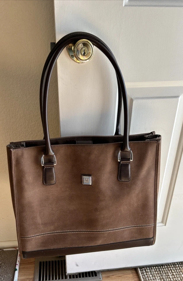  Diane Von Furstenberg strong brown Tote Shoulder Bag black accents, handle  - Image 3 of 4