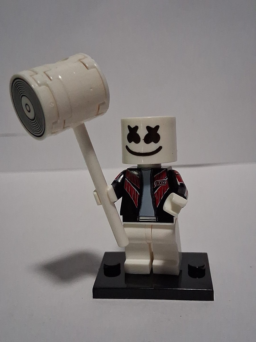 Marshmello -x- Eyes Smiley Face Custom Lego Music Dj In Black And