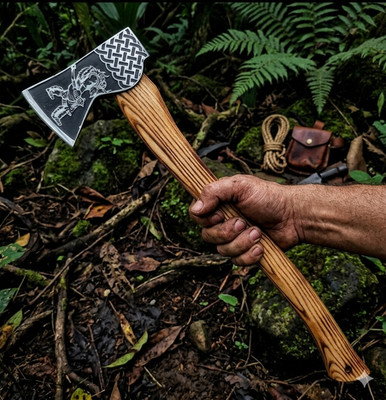 22 in Custom Handmade High Carbon Steel Axe for Camping Wood Cutting with Sheath