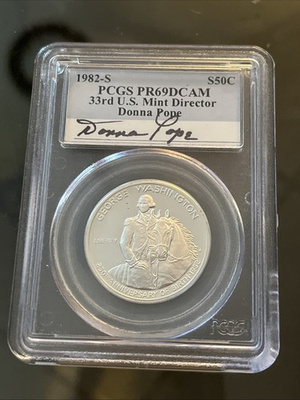 #ad 1982 S 50C Washington Commem. Donna Pope Signature PR69 DCAM PCGS 71204546 $48.00