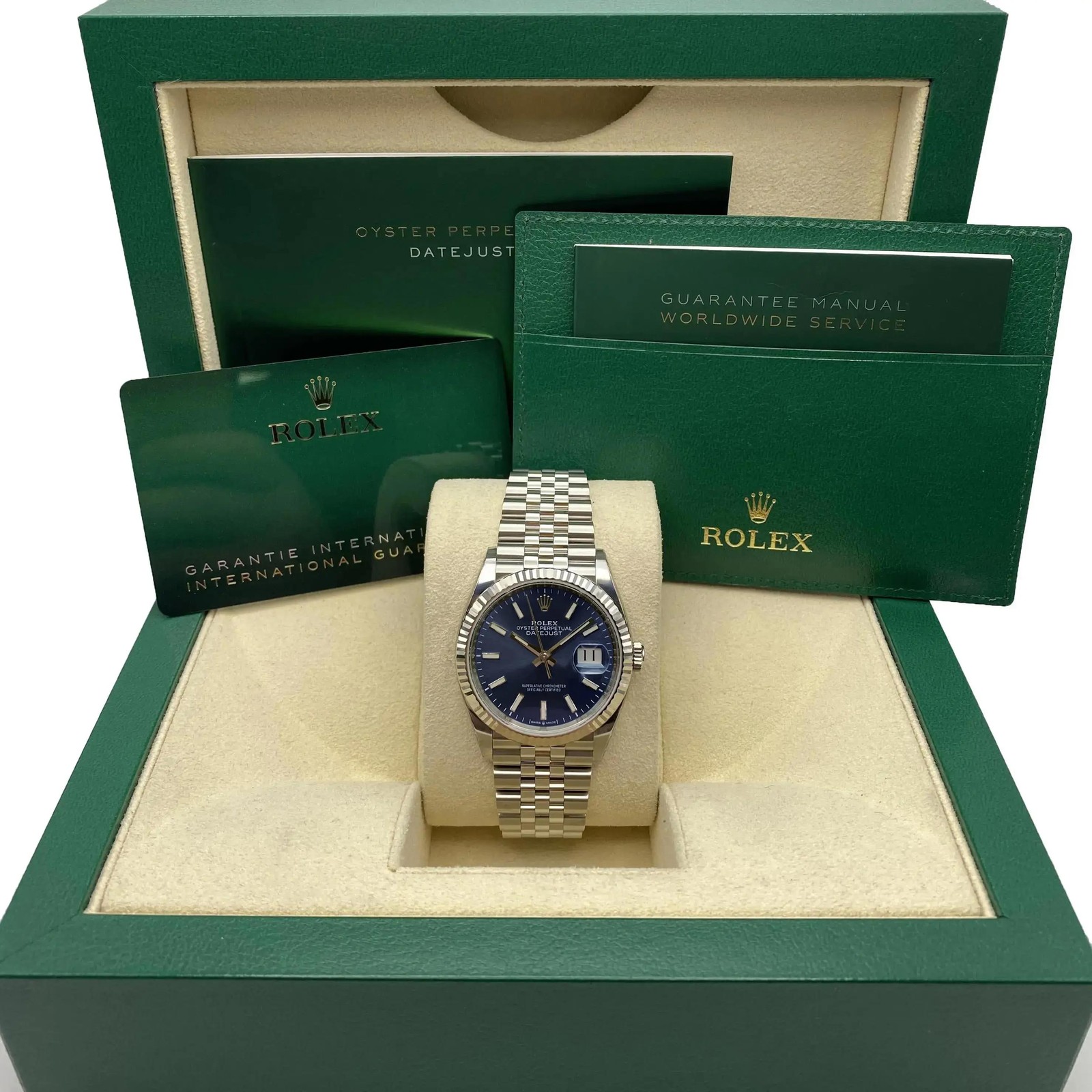Rolex Datejust 36mm 126234 Jubilee Steel Blue Dial Automatic Watch B&P