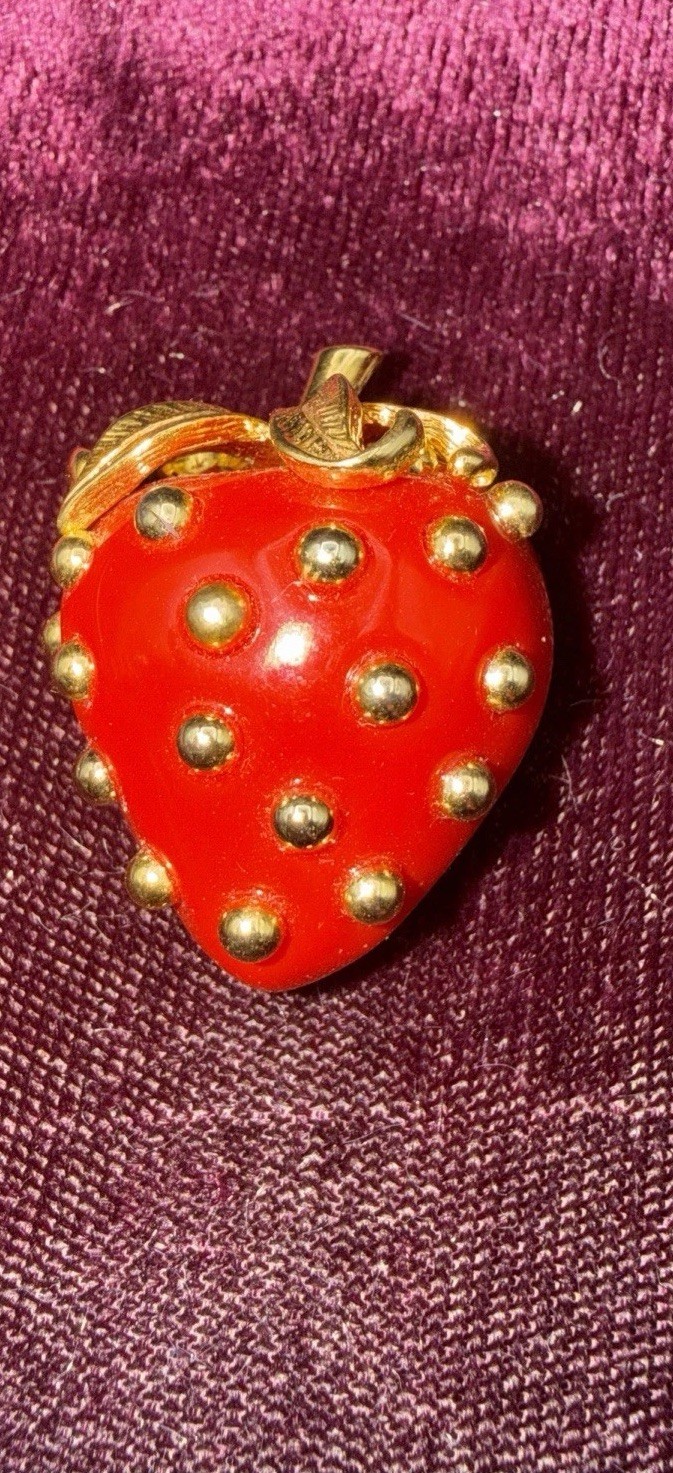KJL Kenneth J Lane Enamel Strawberry Pendant Char… - image 1