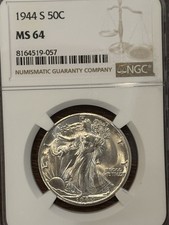 1944-S Walking Liberty Half Dollar NGC MS64 – Brilliant UNC Silver Walker