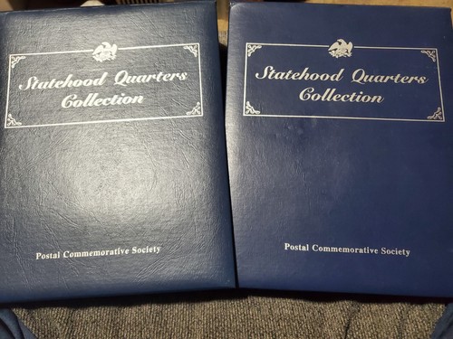 Statehood Quarter And Stamp Collection, TWO books 25 panels each.