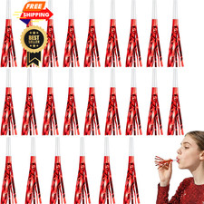 Sumind 24 Pcs Noise Makers Red Metallic Fringed Party Blowers