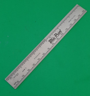 Blue-Point GAM-2 6  Stainless Rule Inch MM & Decimal Equivalents Chart USA