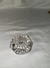 Vintage CLEAR Glass Salt Cellar / Open Salt 6-Sided STARBURST Pattern