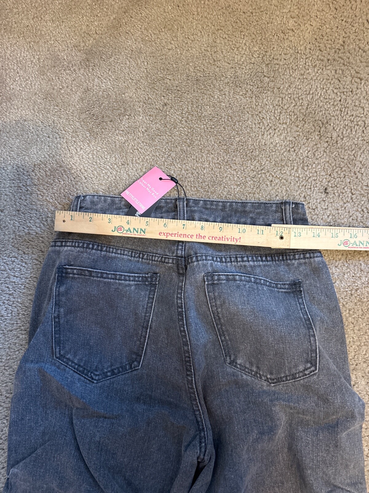 Pretty Little Thing Tall Ruched Straight Jeans Grey Wash US 0 UK 4 New with tags image 4