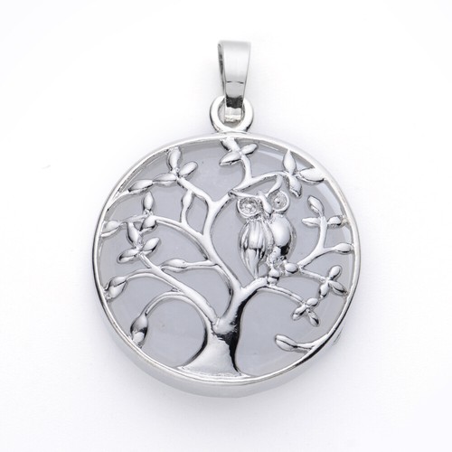 Edelsteinanhänger Chakra Kristall Silberfarben Schmuck Eule Lebensbaum DIY Reiki - Bild 6 von 12