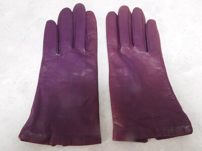 LORD & TAYLOR LADIES PLUM LEATHER DRESS GLOVES SILK LINING SIZE 6.5 | eBay