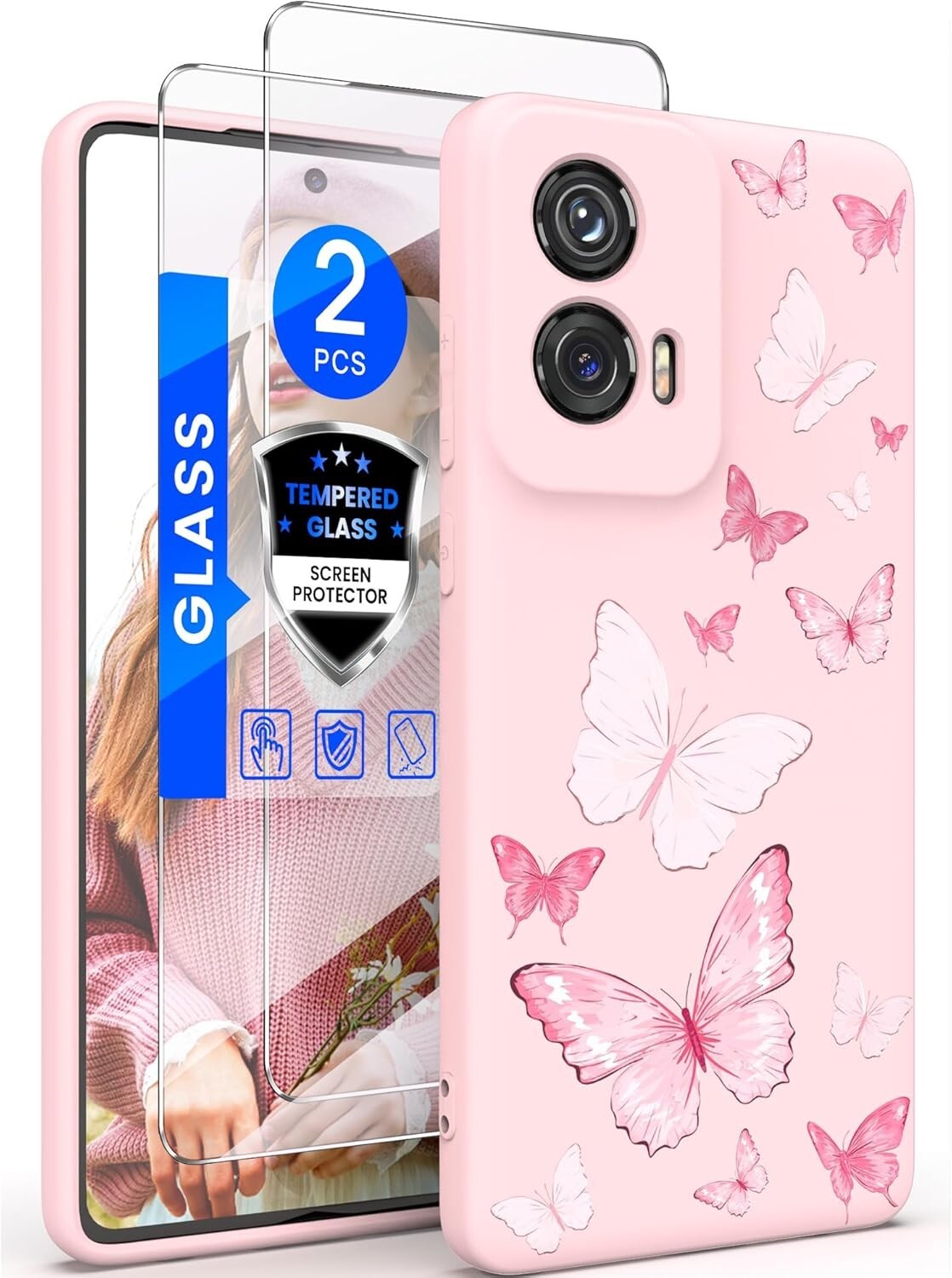 For Moto G Stylus 2024 Case with Soft Shockproof  Protection & 2X Tempered Glass