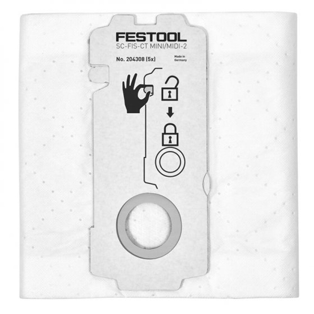 Festool SC-FIS-CT Mini/Midi Self Clean Dust Extractor Filter Bag Pack of 5 - Image 6