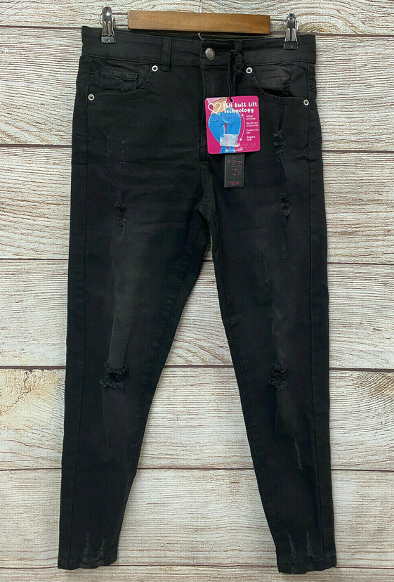 Jr Women Size 7 Black Butt Lift Stretch Skinny Ankle New