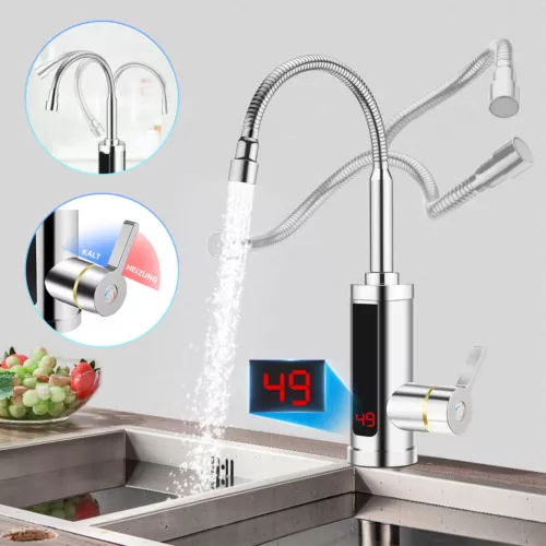 LED Elektrisch Wasserhahn Sofort Heizung Durchlauferhitzer Armatur Küchearmatur - Bild 1 von 23