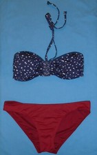 Next Bandeau Bikini navy halter Size 8 & burgundy briefs size 6 New Tags BNWT
