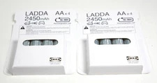 IKEA LADDA Rechargeable Batteries AA 1.2V 2450mAh TWO PACKS OF FOUR New in Box