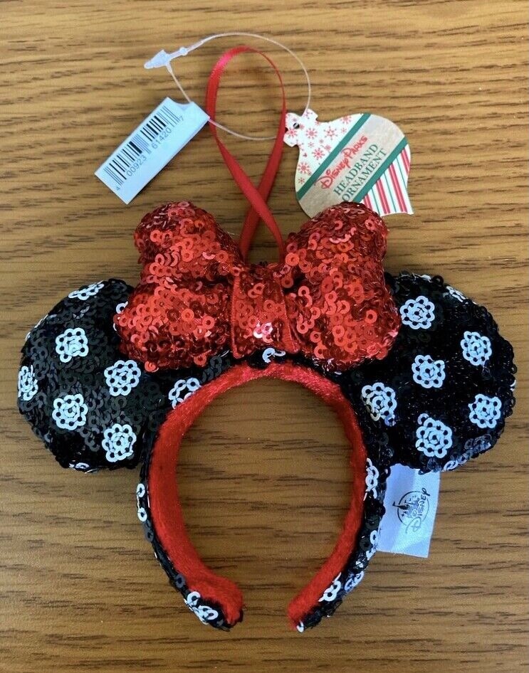 Disney Sequin Minnie White Dot Bow Ears Headband Ornament  display picture 1