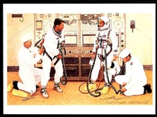 Norman Rockwell Post Card Grissom and Young Suiting Up