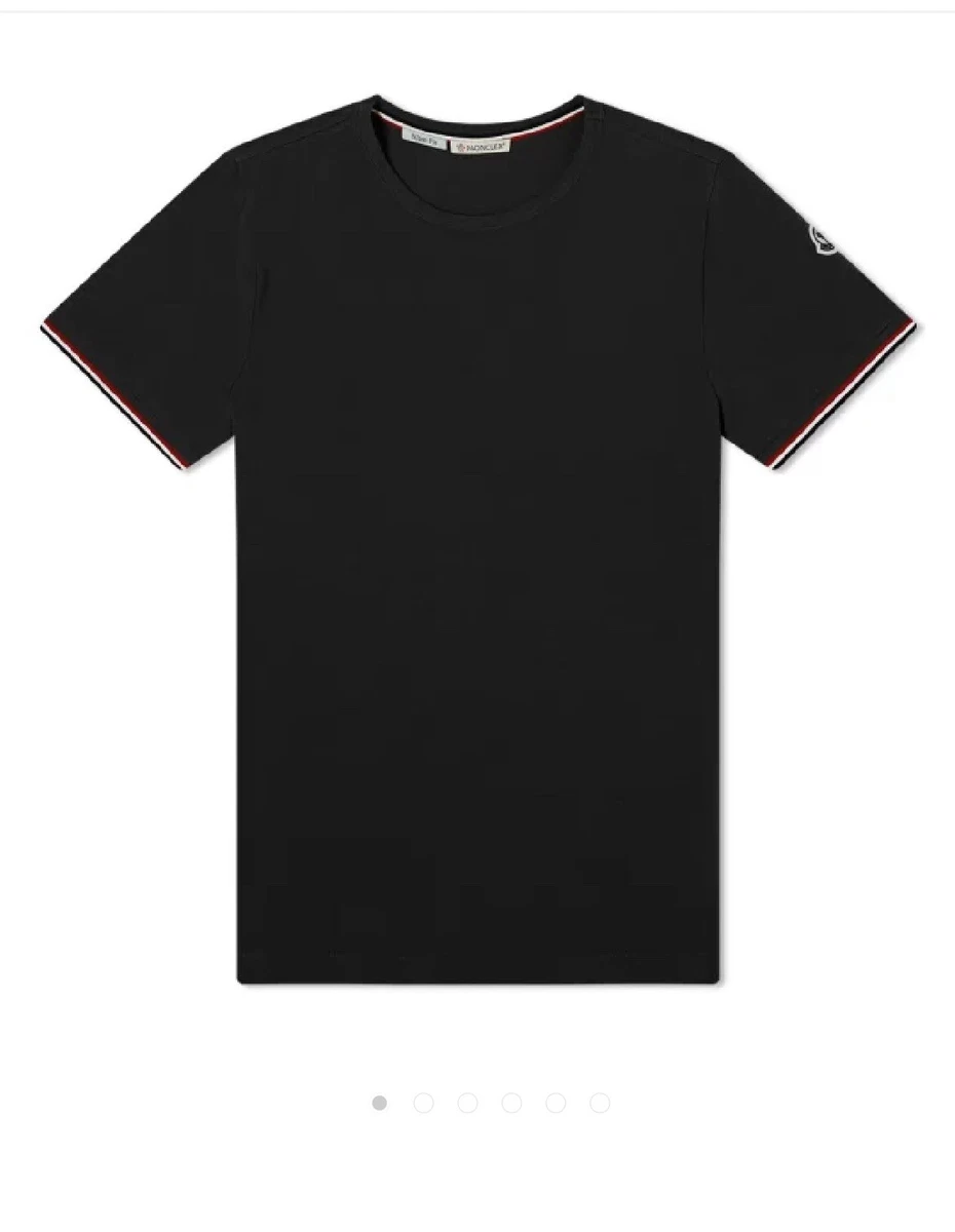 MONCLER Men's Crew Luxury Cotton T Shirt Logo Blue S Small Made in