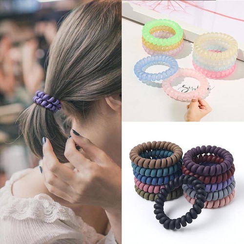 Attaches Cheveux Spirale Clarissi – Lot De 10 – Fines, Bleu Et Rouge – Femme