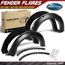 4x Front & Rear Pocket Rivet Style Fender Flares for Ford F-150 2021-2022 Pickup