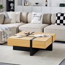 Square Coffee Table 4 Drawers Unique Design Living Room  Table Center Storage