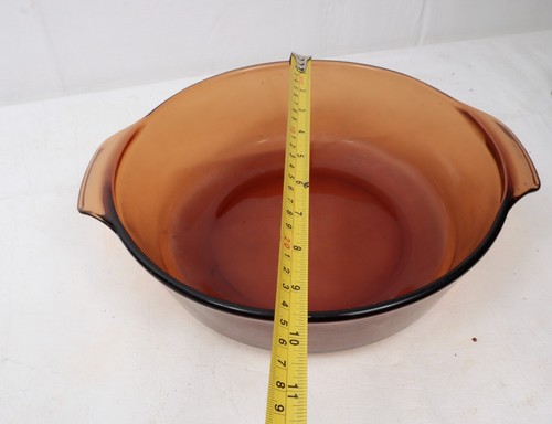 Anchor Hocking Amber Brown Glass 2 Quar t2 LRound Casserole Dish With Lid Vint - Picture 7 of 8
