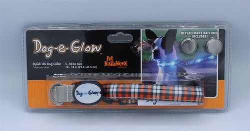 Dog-E-Glow Halloween LED Dog Collar Small 10"-14" Neck New