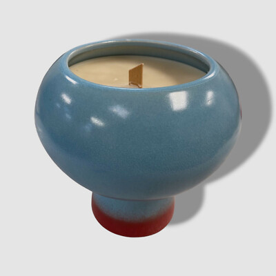 $330 Marloe Marloe Messina Blue Mini Bobby Leather & Amber Scented Candle 12cm