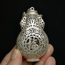 3 Inch Old Chinese Tibet Silver Carving flower  Pendant Decoration Collection
