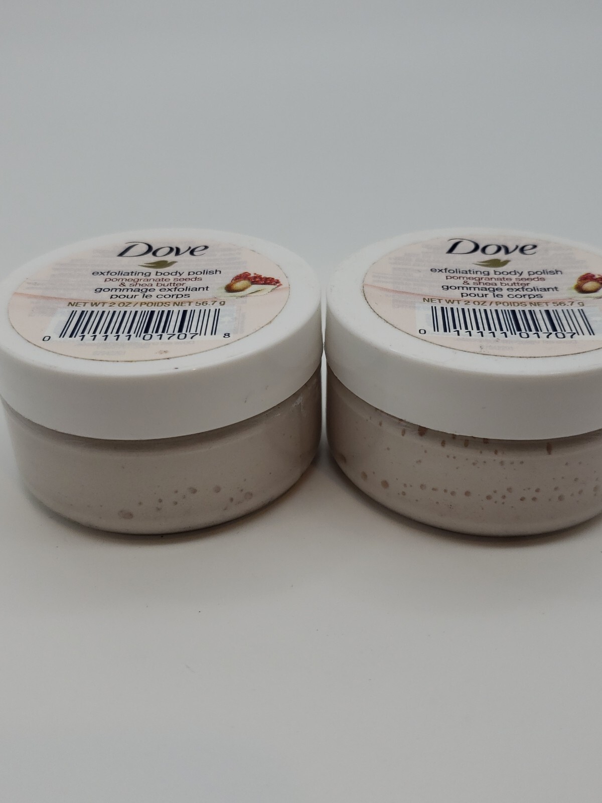 Lot of 2 Dove Exfoliating Body Polish Pomegranate Seeds and Shea Butter 2oz.