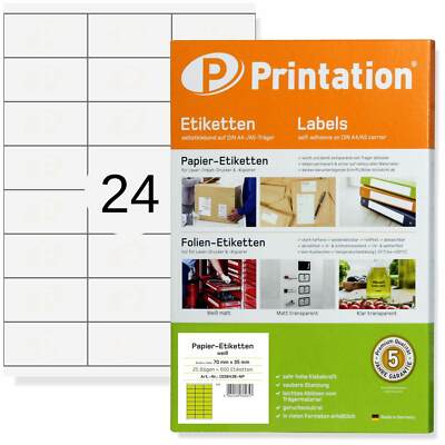 Universal Adressetiketten 70 x 35 weiß  600 Etiketten 70x35 Internetmarke 25 A4