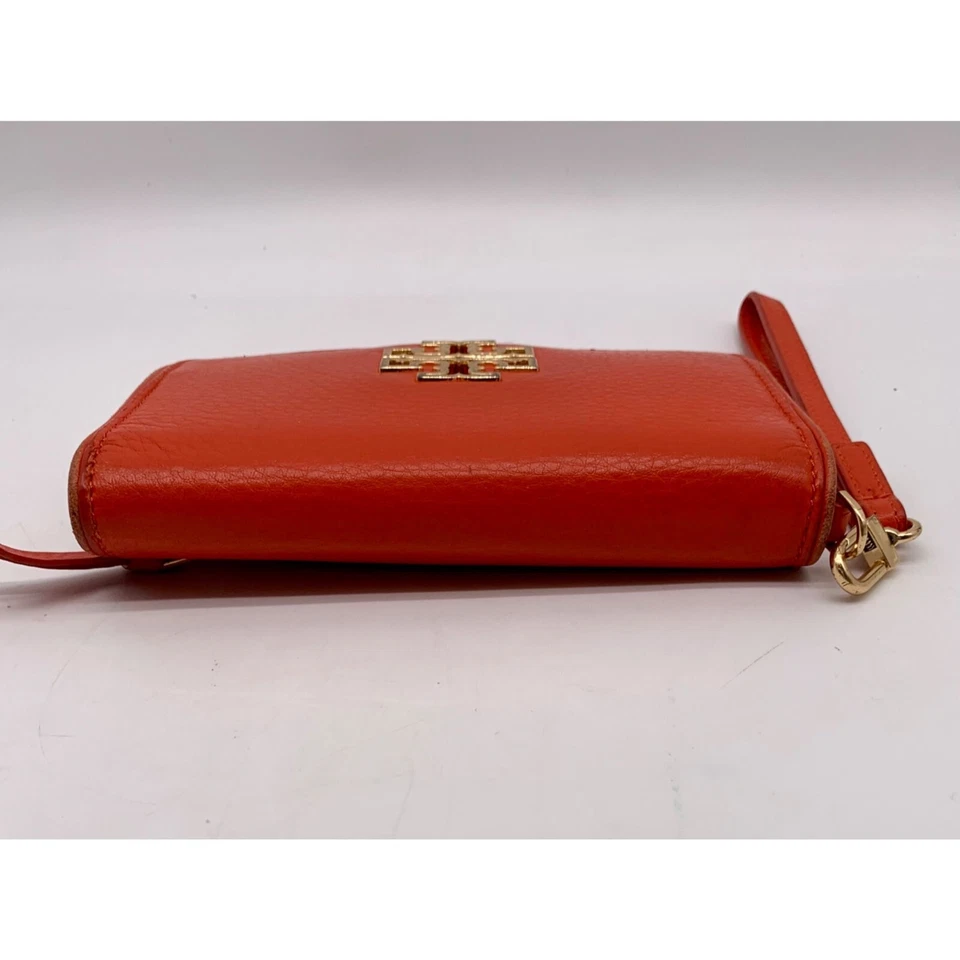 Tory Burch Orange Leather Britten Smartphone Wristlet - Image 3 of 4